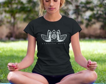 Bamboo Organic Cotton Yoga T-Shirt: Lotus Breathe Meditation