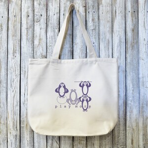 PLAY MORE, Organic Canvas Tote Bag, Reusable Grocery Bag, Beach Bag, Made in USA,