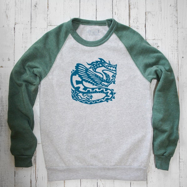 Men's Eco-fleece Sweatshirt, Dragon Sweatshirt, Raglan Shirt