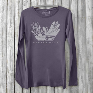 Camiseta de bambú para mujer, camisetas de manga larga, camisa orgánica de manga larga, camisetas para mujer, ropa orgánica, Wish More de Uni-T
