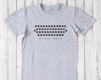 Typewriter Tshirt, Men's Graphic Tee, Writers Tshirt, Gifts for Writers, Bamboo Clothing, Organic Cotton, Eco Clothing, Write More