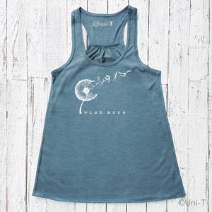 Dandelion Flowy Tank Top, Women&#39;s Relaxed Fit Tank, Sleeveless Shirt, Racerback - Wish More