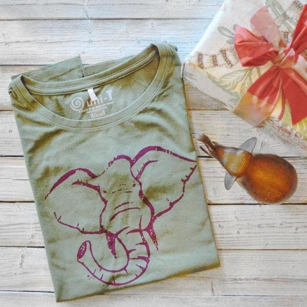 Elephant T shirt | Women's Bamboo T shirt | Organic Cotton Clothing | Elephant Gift | Womens Graphic Tee Shirt | ELEPHANT | Uni-T