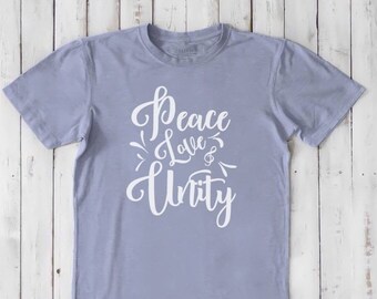 Peace Love Unity T-shirt, Men's Typography Tee, Bamboo Clothing, Organic Cotton, Screen Printed Tee, Eco Clothing, Mens Shirt