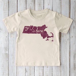T-shirt kaart Massachusetts, shirt Massachusetts, biologisch T-shirt, biologische kinder T-shirts, kinderkleding, kinderkleding,