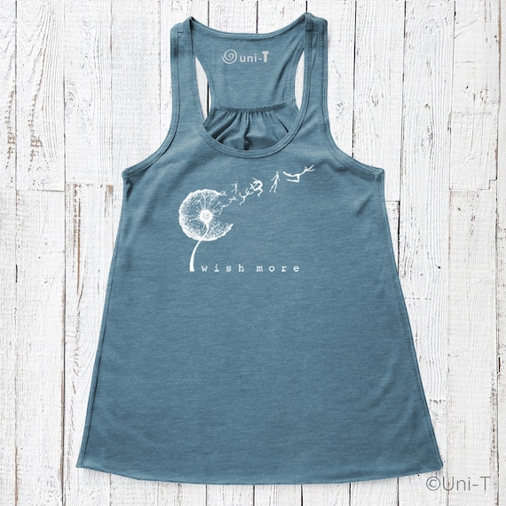 Dandelion Flowy Tank Top, Women's Relaxed Fit Tank, Sleeveless Shirt, Racerback - Wish More