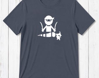 Vegan T-Shirt: Blue Bamboo Organic Cotton Graphic Tee - VEGE NINJA