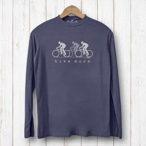 Men's Bamboo Organic Cotton Long Sleeve Cycling T-Shirt - Bike More Graphic Tee