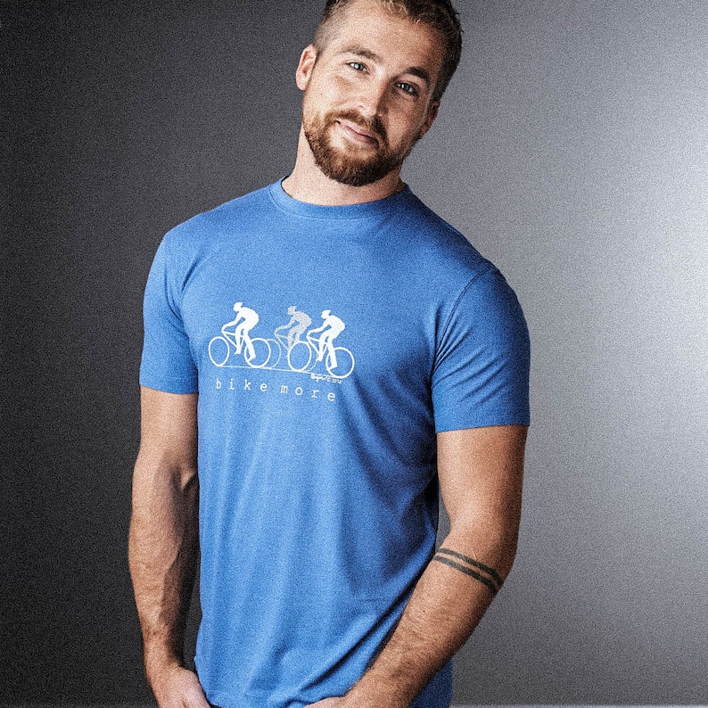 Bicycle Tshirt for Men, Cycling T-shirt, Fitness T shirt, Bike Tee, Ecofriendly Clothing, Mens Graphic Tee, Organic Clothing, BIKE MORE image 1