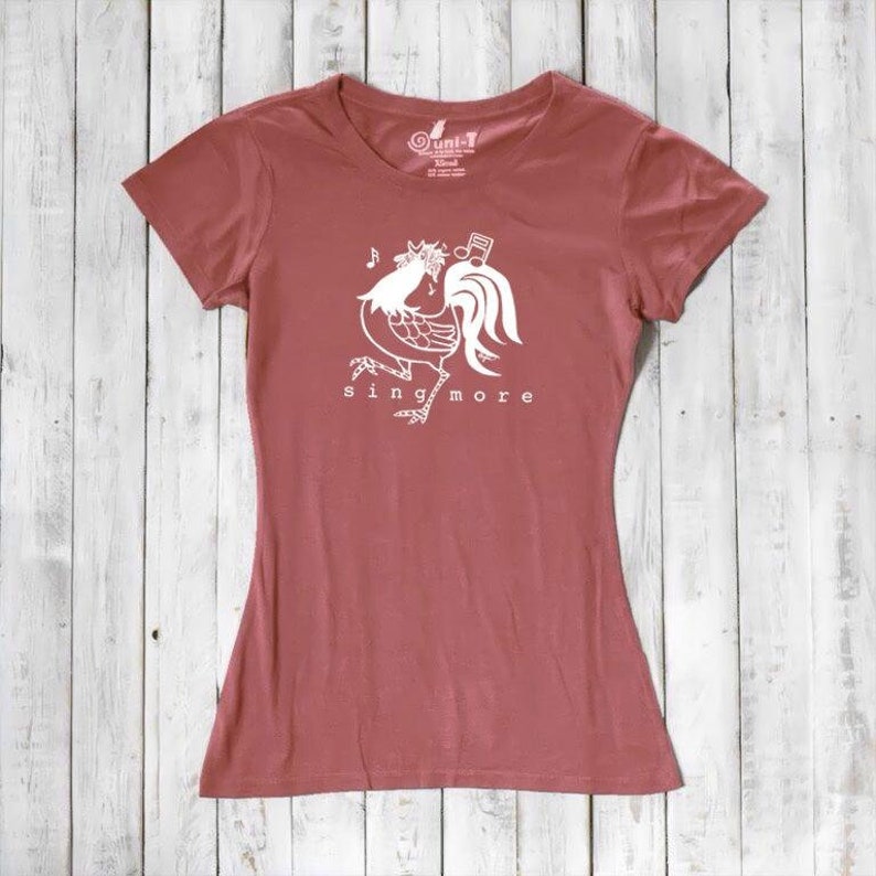 Bambus Bio-Baumwolle Huhn T-Shirt - Frauen Farm T-Shirt - SING MORE by Uni-T Bild 5