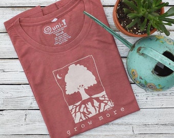 Gardening Gift | Organic Clothing | Gardening Tshirt | Tree Tshirt | Environmental T-shirt | Women's Bamboo Clothing | GROW MORE - Uni-T