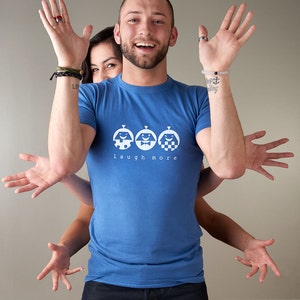 LAUGH MORE Men&#39;s T shirt, Inspirational Tshirt, Bamboo Organic Cotton Top by Uni-T