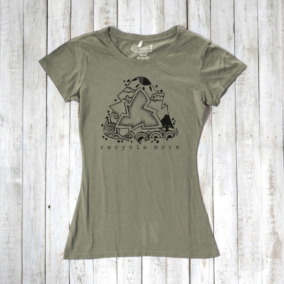 ECO WORLD DESIGN WOMENS T SHIRT RECYCLE CARBON FOOTPRINT ORGANIC GREEN VEGGIE
