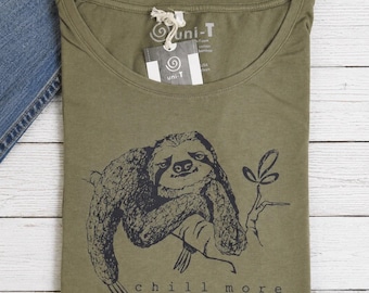 Bamboo Sloth T-Shirt: Women's Eco-Friendly Graphic Tee