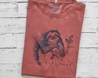 Sloth Graphic Tee: Bamboo & Organic Cotton 'Chill More' Shirt