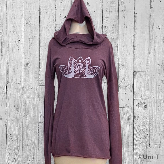 Yoga Hoodie Lotus Flower Hoodie Cowl Neck Yoga Hoodie Organic
