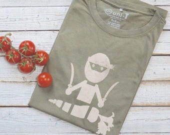 Vegan T-Shirt: Blue Bamboo Organic Cotton Graphic Tee - VEGE NINJA