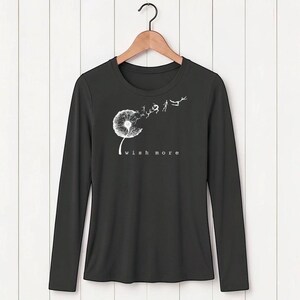 Langarmshirt aus Bambus: Damen-Bio-Baumwollmischung, umweltfreundliche Druckfarbe Bild 3