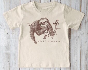 Organic Kids Sloth T-shirt: Hand-Printed Children's Clothing