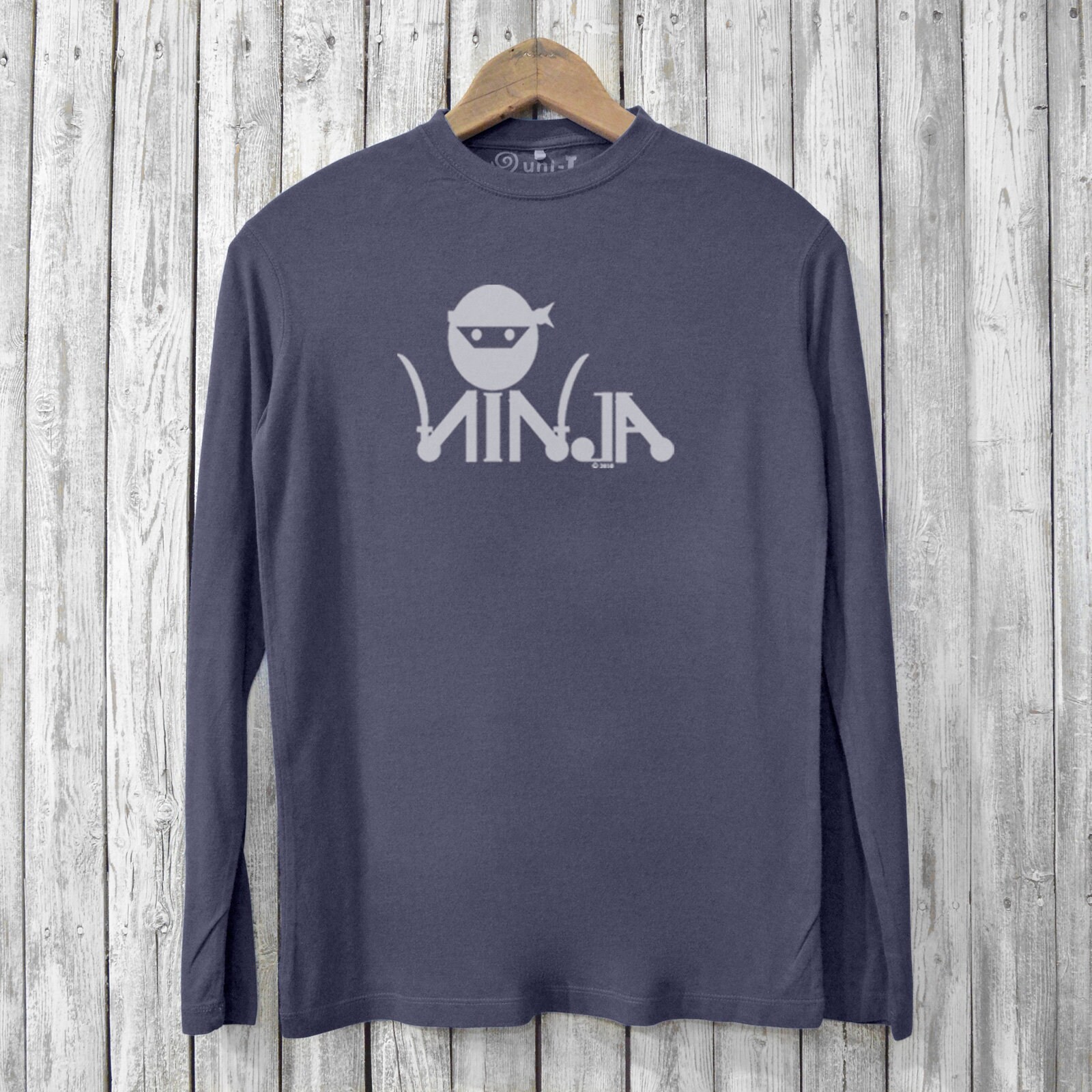 Navy Blue Long Sleeve T Shirt, Mens Organic Cotton Tshirt