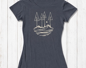 Bamboo Nature T-Shirt: Mountain, Tree & Positive Vibes Graphic Tee
