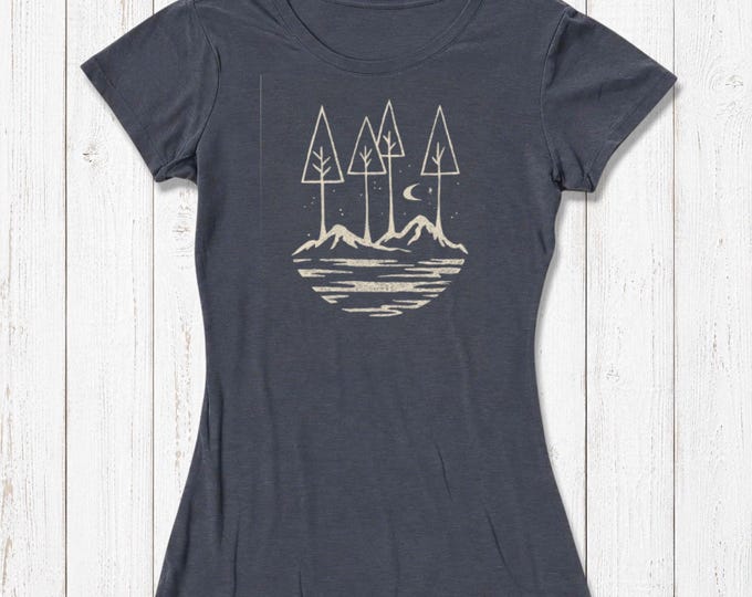 Bamboo Nature T-Shirt: Mountain, Tree & Positive Vibes Graphic Tee