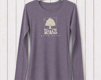 Langarmshirt mit Baummotiv: Bambus-Bio-Baumwollmischung – Nachhaltiges Damen-T-Shirt