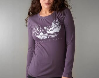Hand-Printed Artist Bamboo Tee: Organic Cotton Long Sleeve Shirt