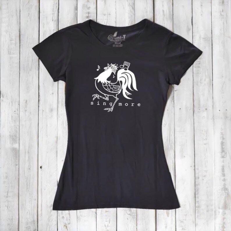 Bambus Bio-Baumwolle Huhn T-Shirt - Frauen Farm T-Shirt - SING MORE by Uni-T Bild 2