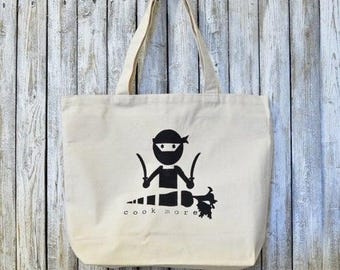 COOK MORE, Vegan Bag, Grocery Bag, Organic Canvas Tote Bag by Uni-T