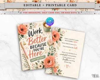 Coworker Birthday Card, Work Friend Birthday Card, Happy Birthday Coworker Gift, Office Friend Card, Colleague Birthday Card, Work Bestie