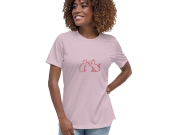 Camiseta de mujer con estampado de gato, camiseta gráfica felina divertida, algodón suave, corte relajado.