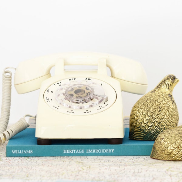 Cream Rotary Phone - Working Ivory Telephone