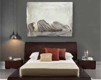 Oversized Figurative Canvas Wall Art Print, Bedroom Artwork