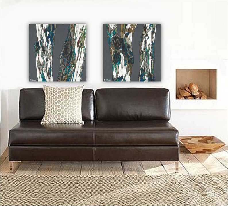 Oversized Masculine Wall Art Extra LARGE Diptych Gray Living Etsy
