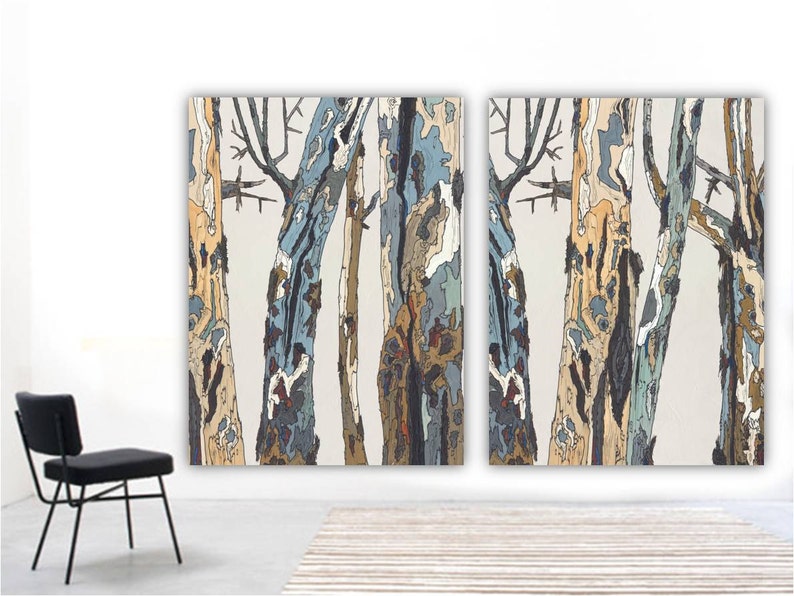 Extra Large Wall Art Pastel Decor Statement Diptych Set Etsy