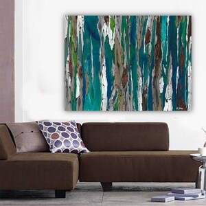Oversized blue canvas print Extra LARGE Wall statement art dining room living bedroom decor ideas colorful decor abstract wall art image 3