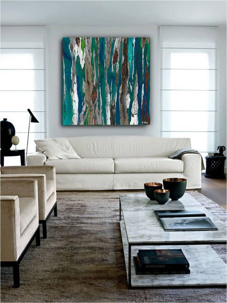 Oversized Square Art Print Extra LARGE Art Blue Canvas Etsy