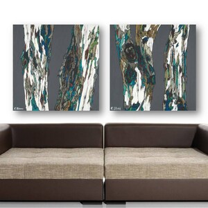 Oversized masculine wall art, Extra LARGE diptych, gray living dining room square art print set gray office artwork bedroom rustic gift image 2