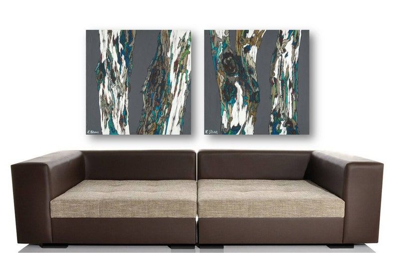 Oversized Masculine Wall Art Extra LARGE Diptych Gray Living Etsy