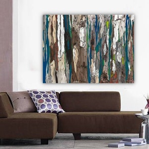 Oversized masculine art, Extra LARGE wall Art, bedroom artwork, abstract canvas art, blue dining living room home wall art, office decor image 2