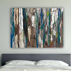 Oversized masculine art, Extra LARGE wall Art, bedroom artwork, abstract canvas art, blue dining living room home wall art, office decor image 1