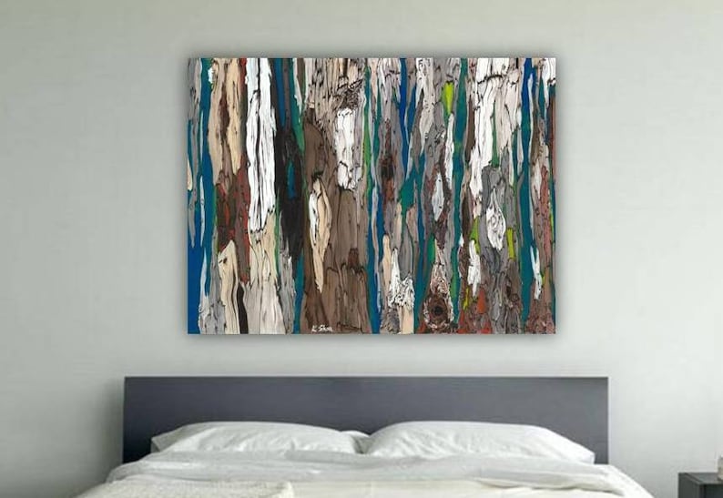 Oversized masculine art, Extra LARGE wall Art, bedroom artwork, abstract canvas art, blue dining living room home wall art, office decor image 1