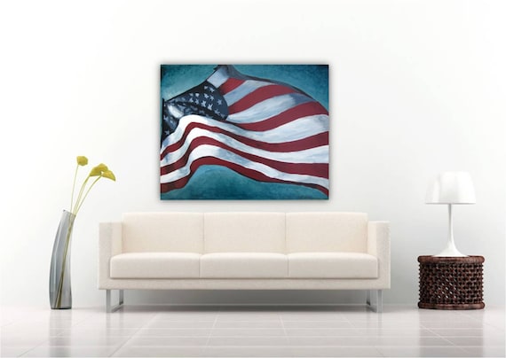 Extra Large Wall Art American Flag Veteran Va Us Patriotic Canvas Print Living Room Decor Home Wall Art Family Room Office Decor Gift