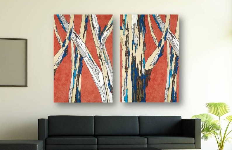 Extra LARGE Funky Wall Art Oversized Modern Diptych Colorful Etsy