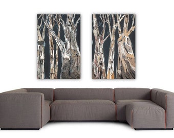 Extra Large diptych set, oversized wall art; huge canvas art print, trees artwork bedroom living dining room offie entryway above couch sofa