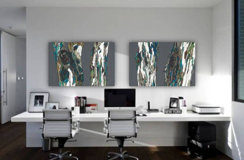 Oversized Diptych Horizontal Artwork Extra LARGE Wall Art Etsy