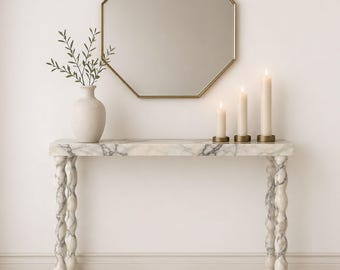 Consola de mármol Calacatta Viola – Elegante consola decorativa para recibidor y entrada.