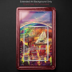 May include: A digital download image featuring a Drowzee trading card with an extended art background. The card is encased in a red protective case. The background art depicts a colorful fantasy landscape with a Ferris wheel and other structures.