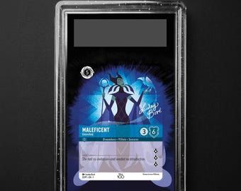Maleficent - Uninvited 22/P1 Disney100 Promo, Lorcana Extended Art Slab Background, PSA CGC TAG, Digital Download